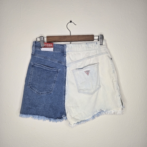 Guess High Rise Two Tone Shorts - Picture 2 of 5